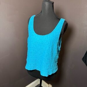 A New Day Turquoise Textured Tank Top XL | Bright Blue Sleeveless
